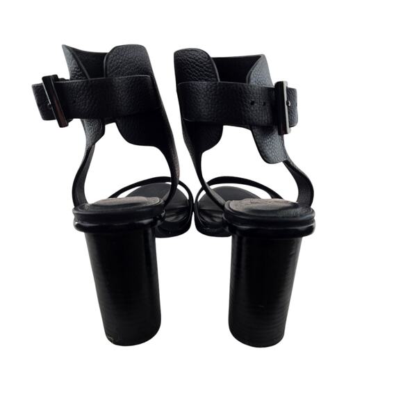 Joie Heels Womens 7 (37) Black Leather Wide Ankle Cuff Open Toe 3.5" Heel - Picture 7 of 12